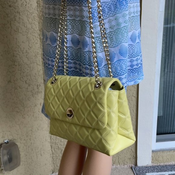 Kate Spade Natalia Smooth Leather Medium Flap Shoulder Bag Frosty Lime - Picture 7 of 16